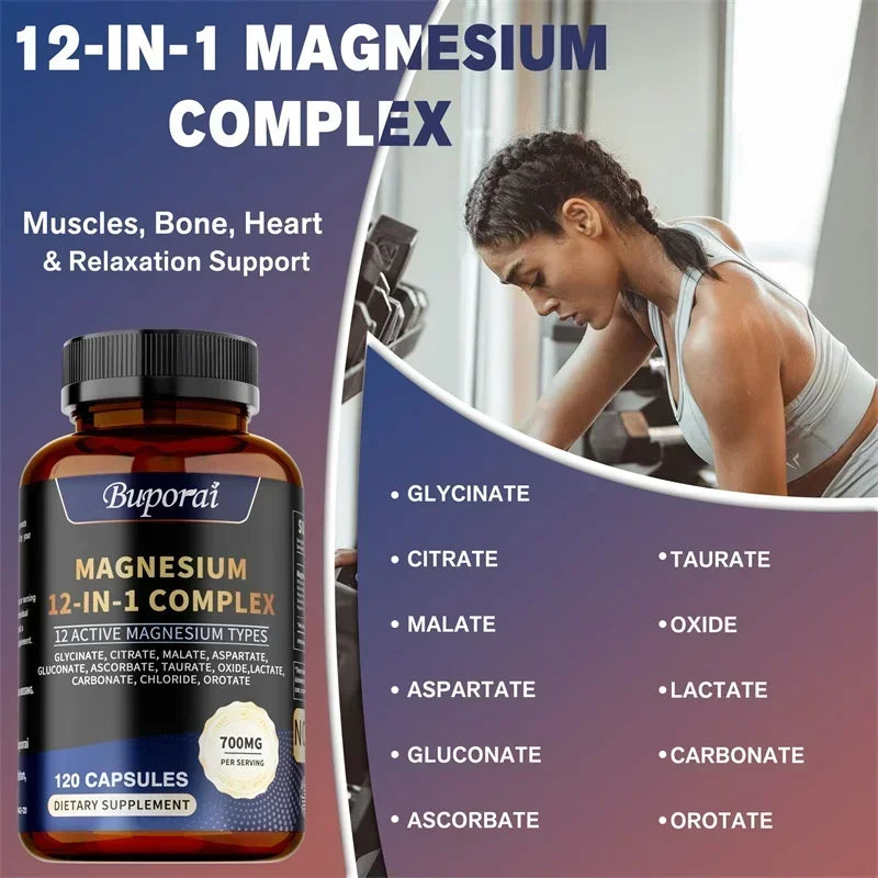 Magnesium Complex -Supports Muscle, Bone, and Joint Health, Relieves Stress, Maintains a Good Mood, and Promotes Overall Health