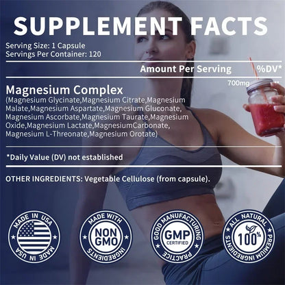 Magnesium Complex -Supports Muscle, Bone, and Joint Health, Relieves Stress, Maintains a Good Mood, and Promotes Overall Health